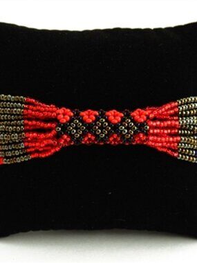 Czech Bead Zulu Style Bracelet RED & BRONZE